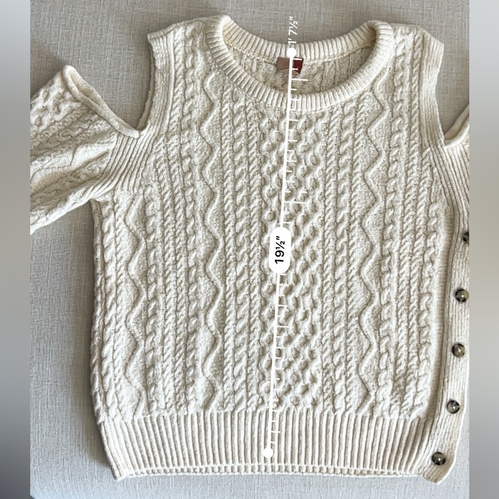 Urban Outfitters Cream Off-the-Shoulder Sweater with Cable Knit